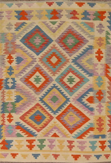 Kilim Reversible Wool Area Rug 5x7