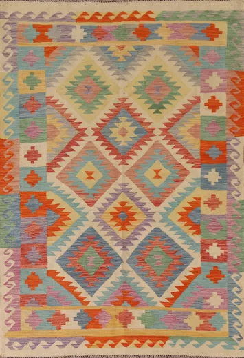 Reversible Wool Kilim Oriental Area Rug 5x7