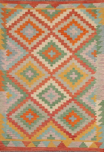Reversible Wool Kilim Oriental Area Rug 5x7