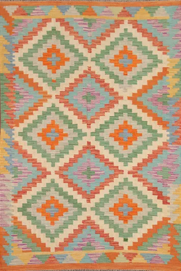 Kilim Reversible Wool Area Rug 5x7