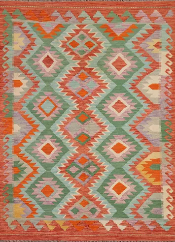Kilim Reversible Wool Area Rug 5x7