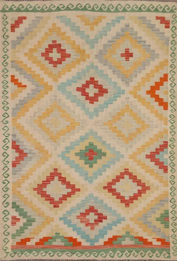 Kilim Reversible Wool Area Rug 5x7
