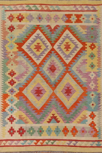 Reversible Wool Kilim Oriental Area Rug 5x7