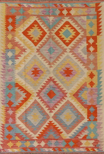 Reversible Wool Kilim Oriental Area Rug 5x7