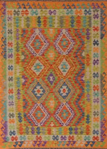 Reversible Wool Kilim Oriental Area Rug 5x6