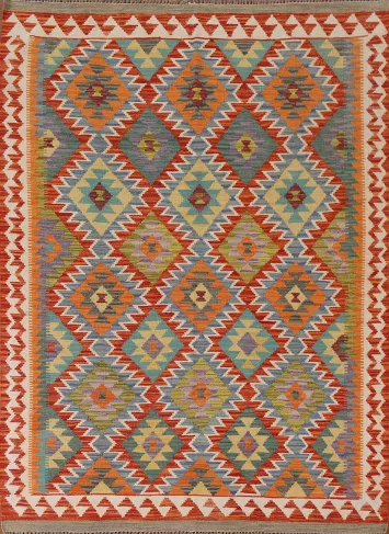 Reversible Wool Kilim Oriental Area Rug 5x6