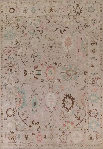 Floral Oushak Vegetable Dye Area Rug 9x12