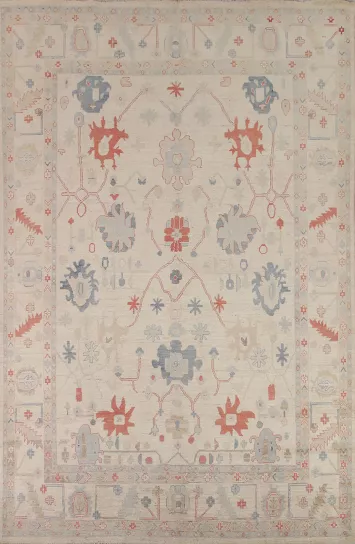 Floral Oushak Vegetable Dye Area Rug 9x12