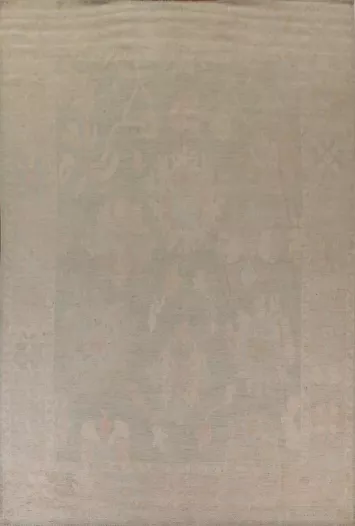 Muted Oushak Vegetable Dye Large Area Rug 10x14