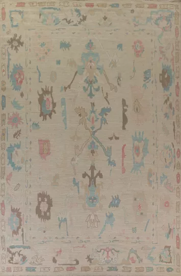 Wool Oushak Vegetable Dye Large Area Rug 10x14