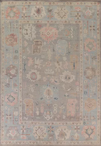 Muted Oushak Vegetable Dye Area Rug 9x12