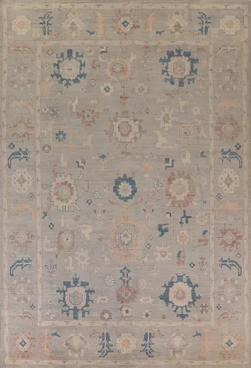 Muted Oushak Vegetable Dye Area Rug 9x12