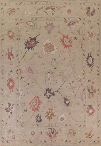 Floral Oushak Vegetable Dye Area Rug 9x12