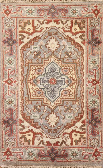 Gray Wool Heriz Serapi Oriental Rug 2x3