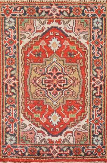 Red Wool Heriz Serapi Oriental Rug 2x3