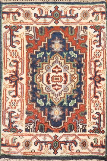 Navy Blue Heriz Serapi Handmade Rug 2x3