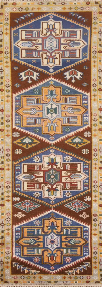 Geometric Heriz Serapi Oriental Runner Rug 3x8