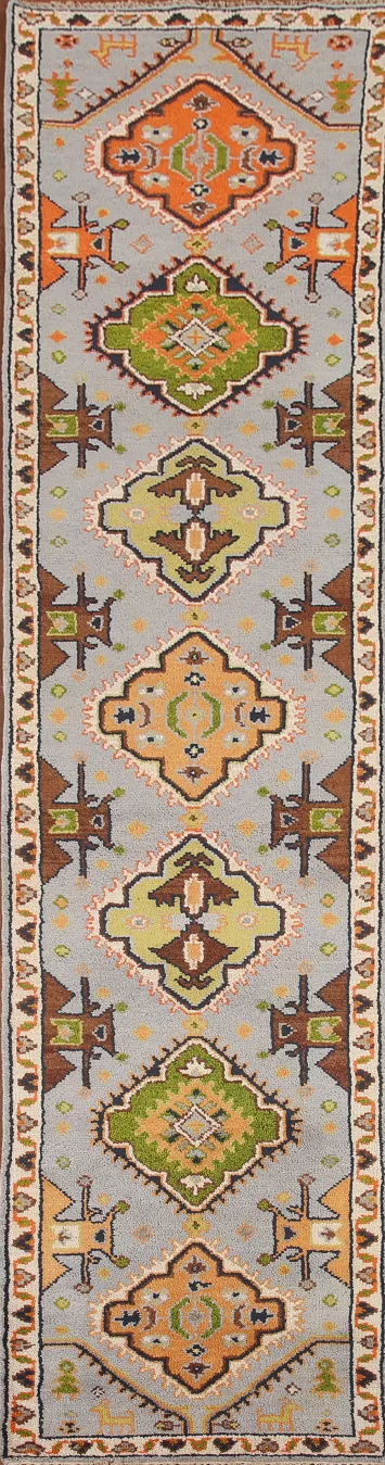 Geometric Heriz Serapi Wool Runner Rug 3x12