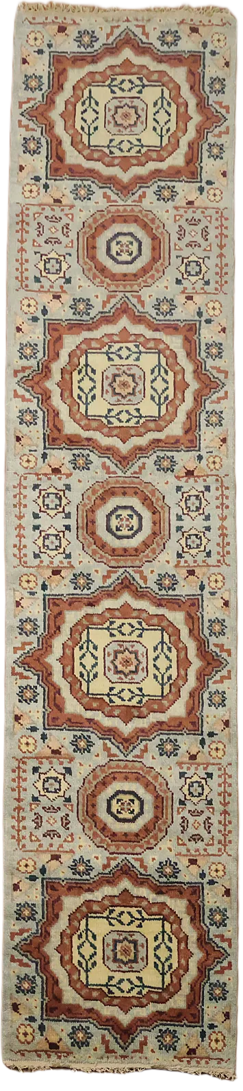 Elegant Geometric Patterns on Traditional Woven Runner 3x10
