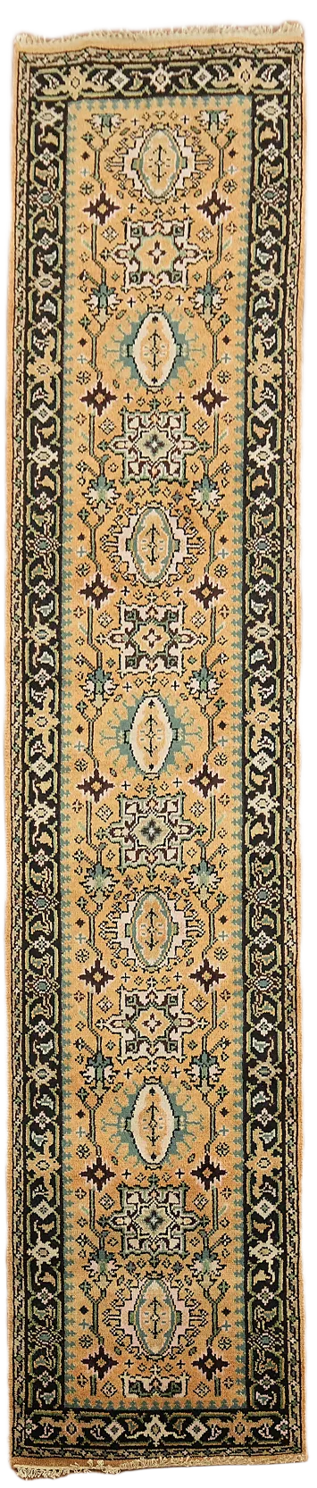 Orange and Teal Traditional Runner Rug, Ideal for Hallways 3'x12'