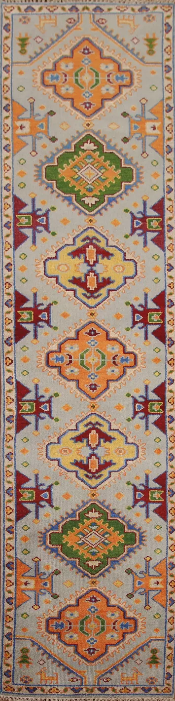 Geometric Heriz Serapi Wool Runner Rug 3x12