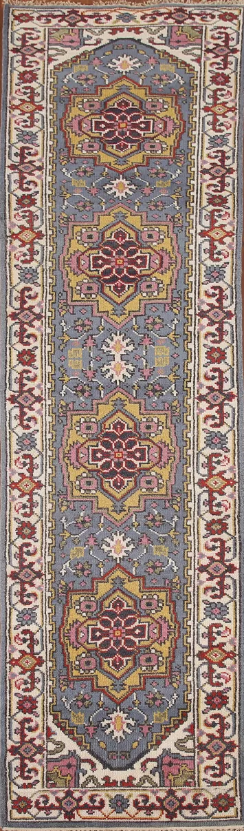 Blue Heriz Serapi Wool Runner Rug 2x10