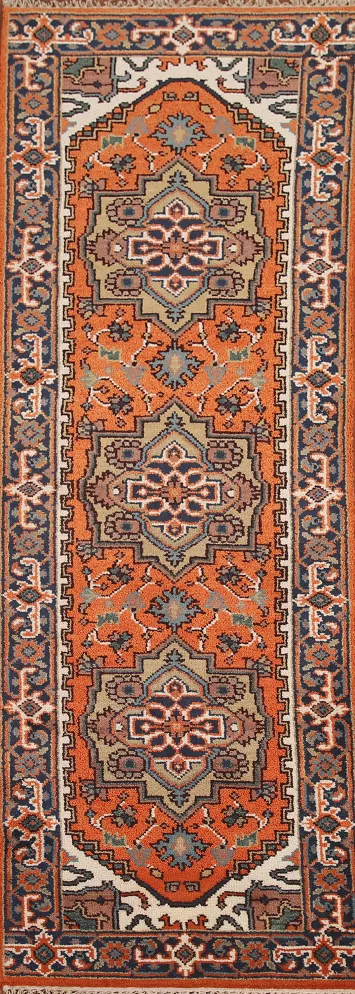 Orange Heriz Serapi Oriental Runner Rug 3x8