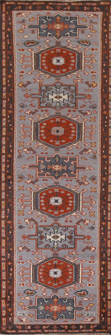 Gray Blue Heriz Serapi Oriental Runner Rug 3x10