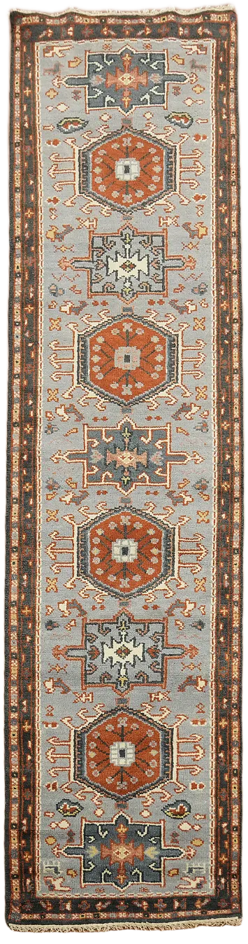 Gray Blue Heriz Serapi Oriental Runner Rug 3x10