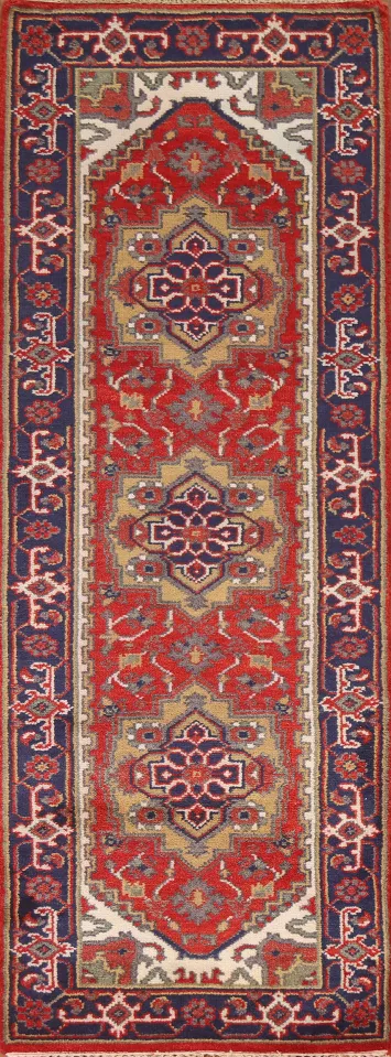 Red Heriz Serapi Oriental Runner Rug 3x8