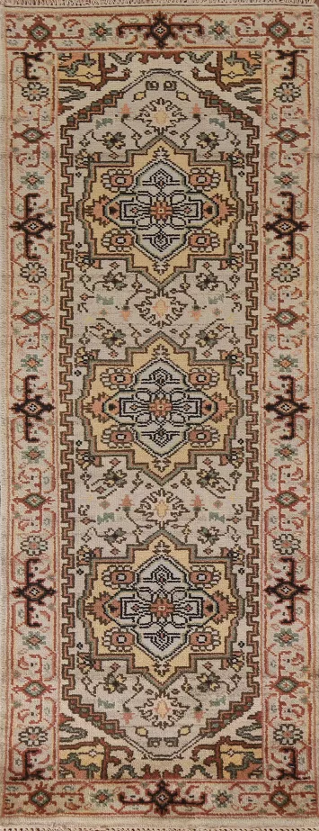 Geometric Heriz Serapi Wool Runner Rug 3x8
