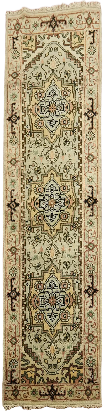 Geometric Heriz Serapi Wool Runner Rug 3x8