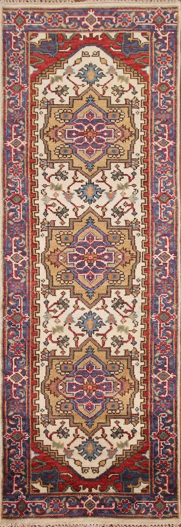 Ivory Heriz Serapi Oriental Runner Rug 3x8