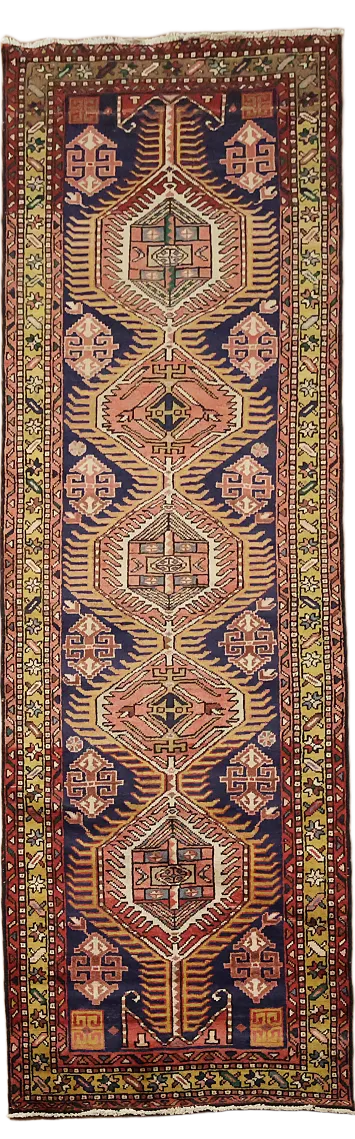 Geometric Gharajeh Persian Runner Rug 3x10