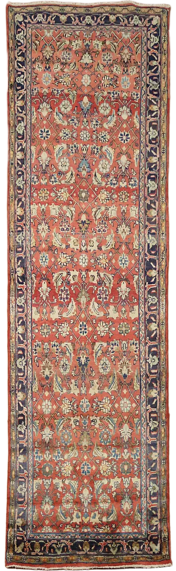 Red Floral Mahal Persian Runner Rug 3x10