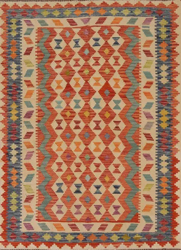 Reversible Wool Kilim Area Rug 5x6