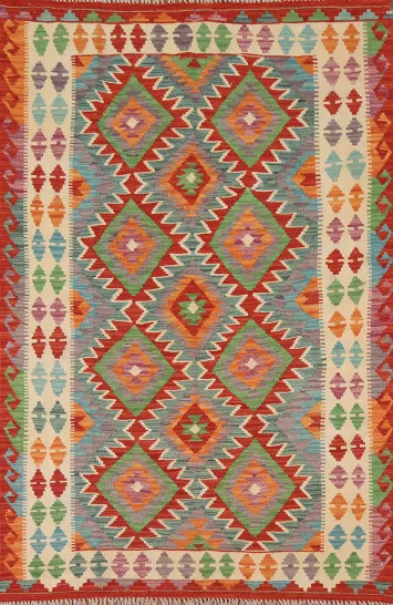 Reversible Wool Kilim Oriental Area Rug 5x7