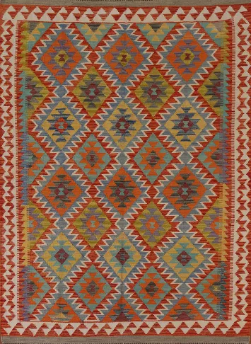 Reversible Wool Kilim Oriental Area Rug 5x7