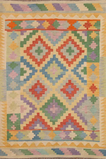 Reversible Wool Kilim Oriental Area Rug 5x7