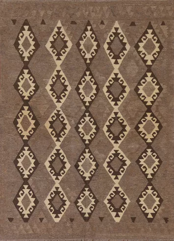 Geometric Kilim Brown Area Rug 5x6