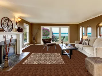 Geometric Kilim Brown Wool Area Rug 5x6