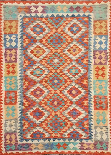 Reversible Wool Kilim Oriental Area Rug 5x6