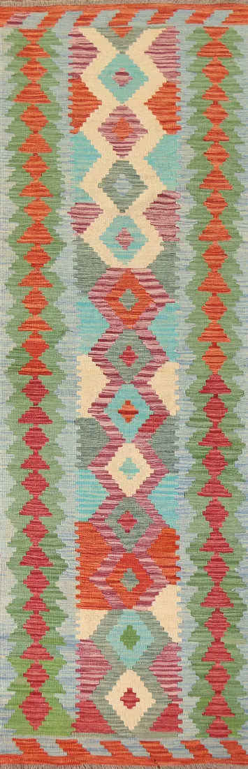 Geometric Kilim Oriental Runner Rug 3x10