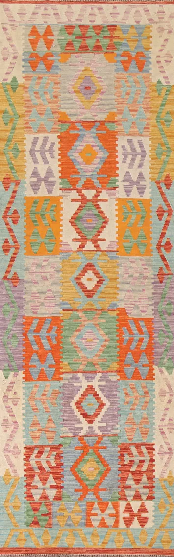 Geometric Kilim Oriental Runner Rug 3x10