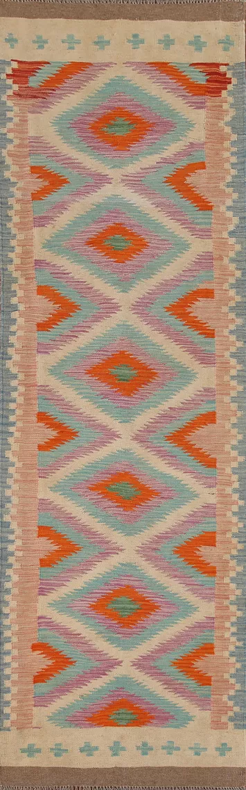 Colorful Kilim Oriental Runner Rug 3x10