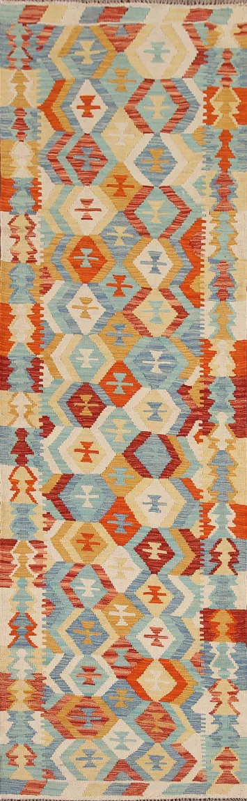 Colorful Kilim Oriental Runner Rug 3x10
