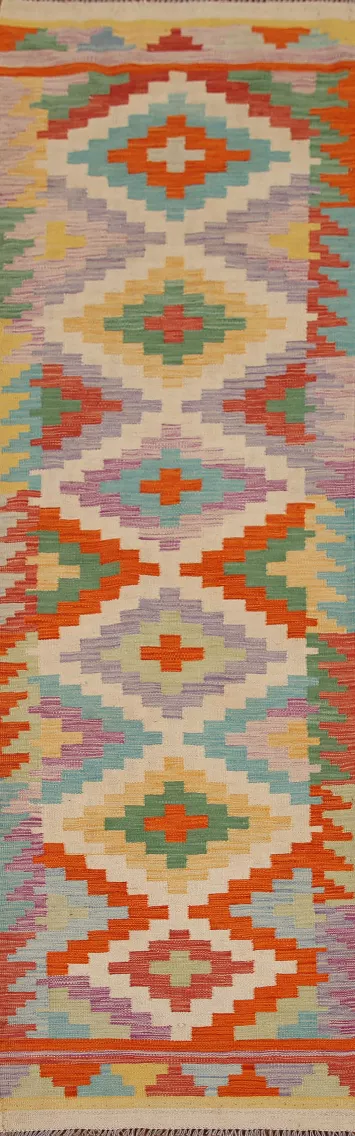 Reversible Wool Kilim Runner Rug 3x10