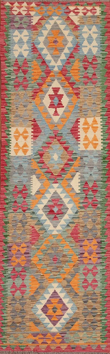Colorful Kilim Oriental Runner Rug 3x10