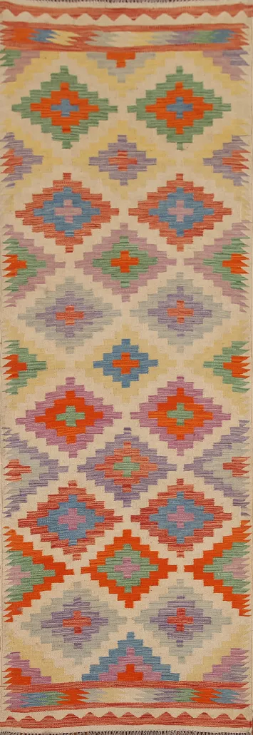 Colorful Kilim Oriental Runner Rug 3x10