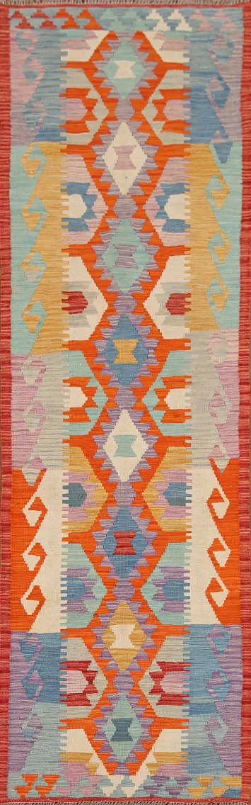 Reversible Wool Kilim Runner Rug 3x10